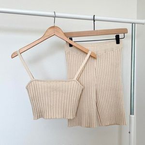 Cream two piece ribbed set